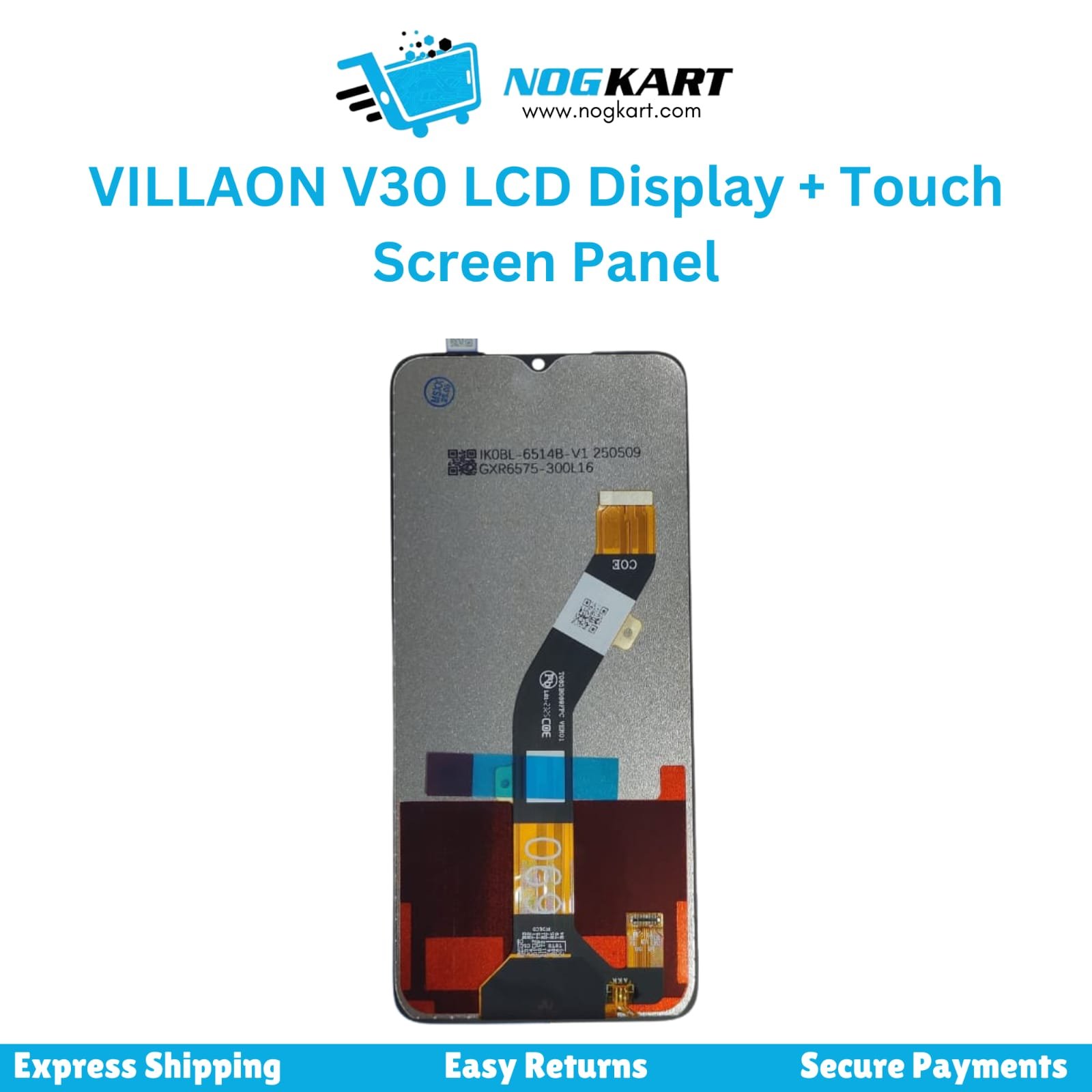 VILLAON V30 LCD Display and Touch Screen Panel front and back view – available at Nog Kart