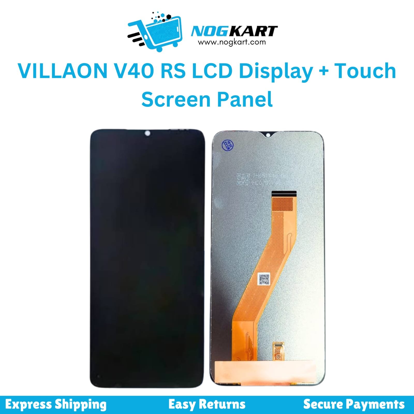 VILLAON V40 RS LCD Display and Touch Screen Panel front and back view – available at Nog Kart