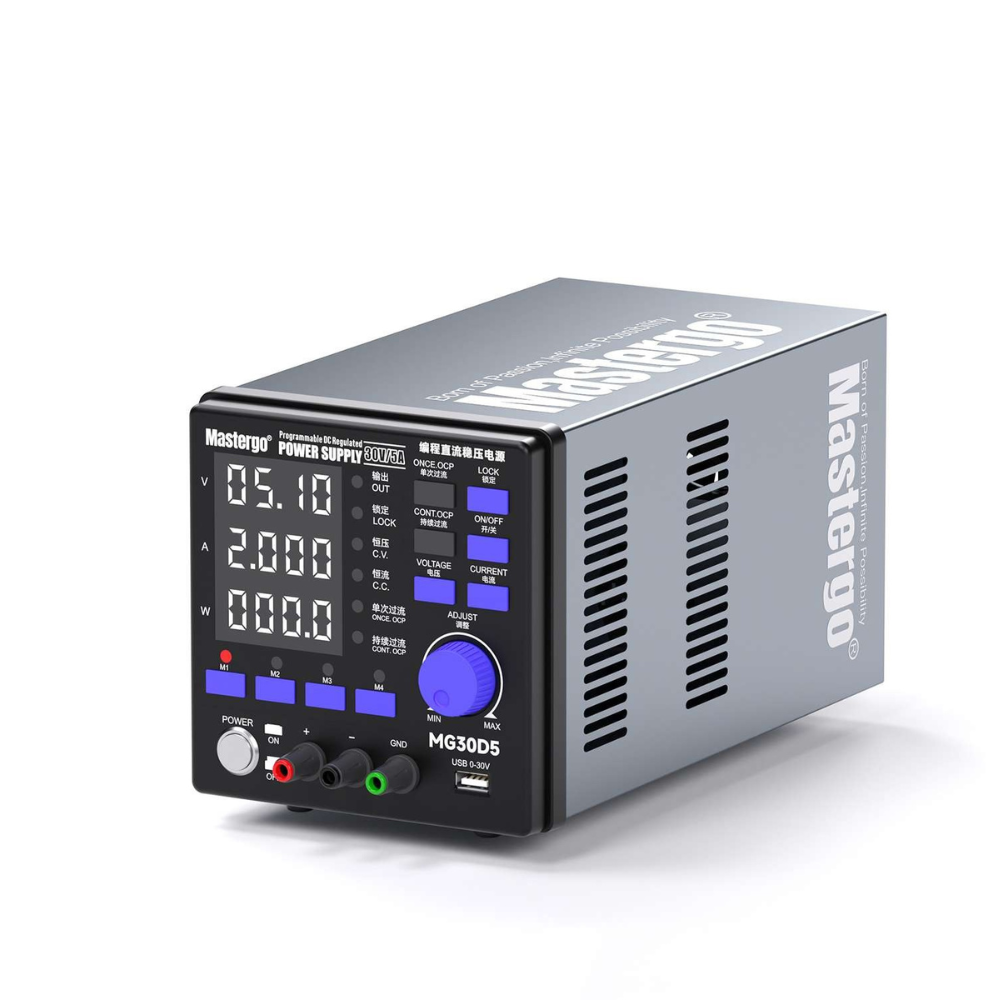 Buy Mastergo By NOG MG30D5 Power Supply in Pakistan – 30V 5A DC Stabilized Linear Output with 4-Digit Display – Available at NogKart